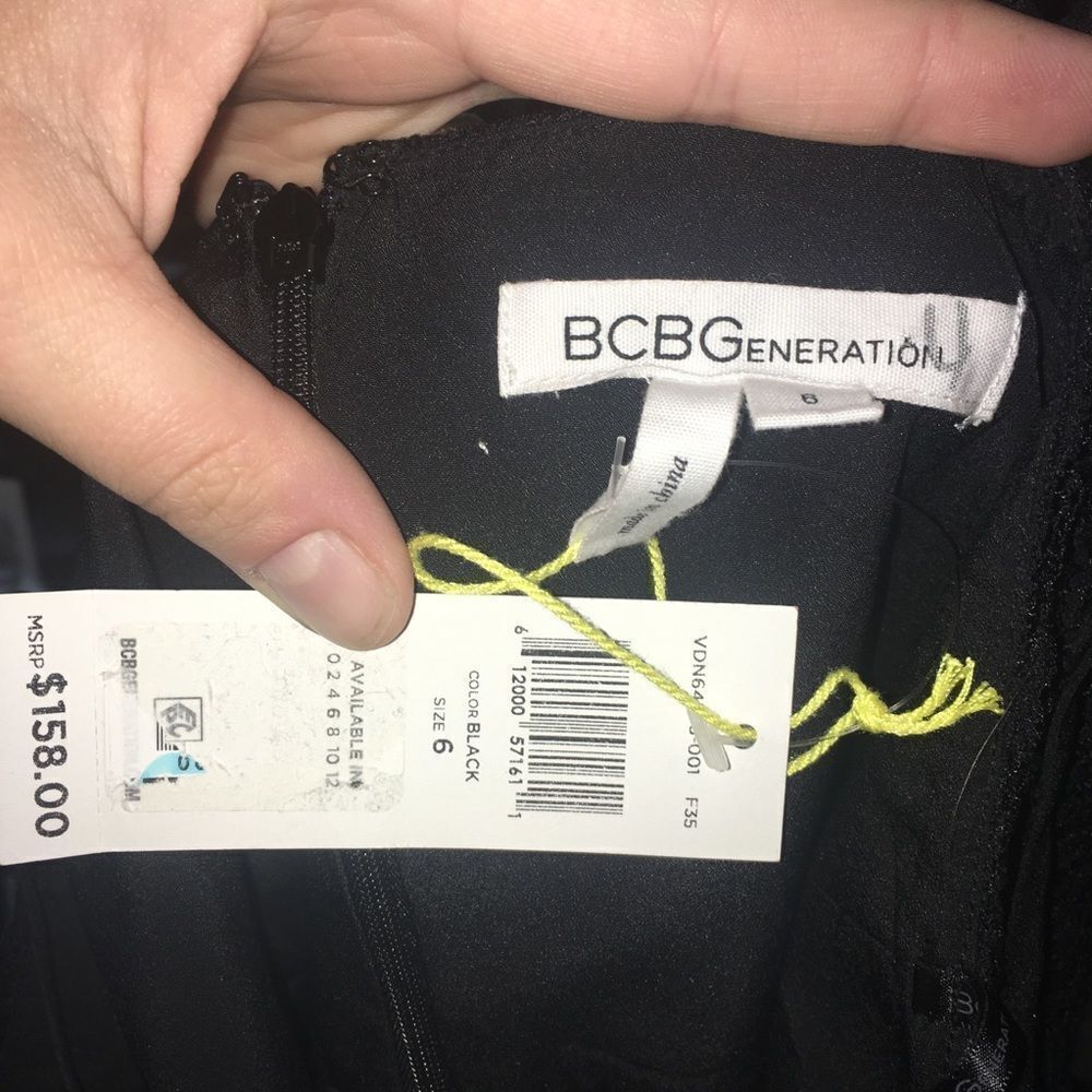 BCBGGeneration Lace tulle black minimalist mini dress - Picture 3 of 4